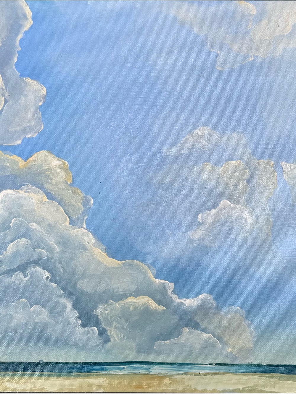 Blue Cloudscape Beach Oil Painting